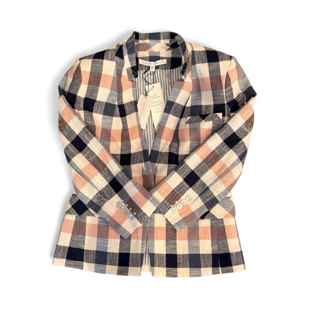 Veronica Beard Upcollar Schoolboy Multicolor Plaid Blazer Size 6